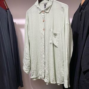 Ultra lightweight viscose/cotton blend sage green button up (UK size 12)